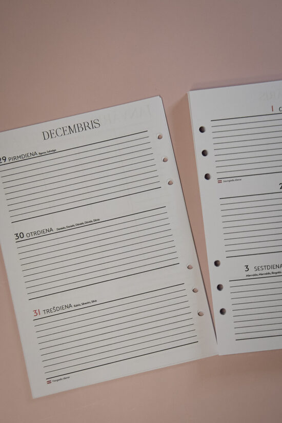 2026. gada plānotāja iekšlapas - klasiskas